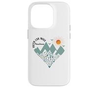 Faith Can Move Mountains Boho Floral Mountain Flower Heart Carcasa para iPhone 14 Pro