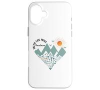 Faith Can Move Mountains Boho Floral Mountain Flower Heart Carcasa para iPhone 16 Plus