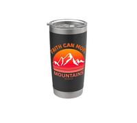 Faith Can Move Mountains Mateo 17:20 Versículo de la Biblia Retro Vaso térmico de acero inoxidable de doble pared