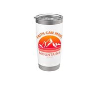 Faith Can Move Mountains Mateo 17:20 Versículo de la Biblia Retro Vaso térmico de acero inoxidable de doble pared