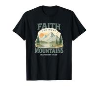 Faith Can Move Mountains Matthew 17:20 Watercolor Hand Drawn Camiseta