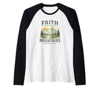 Faith Can Move Mountains Matthew 17:20 Watercolor Hand Drawn Camiseta Manga Raglan