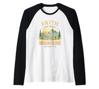Faith Can Move Mountains Matthew 17:20 Watercolor Scene Camiseta Manga Raglan