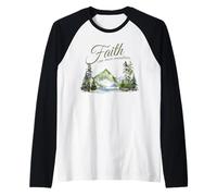 Faith Can Move Mountains - Matthew 17:20 Women Girls Nature Camiseta Manga Raglan