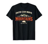 Faith Can Move Mountains Retro Sunset Bible Verse Christian Camiseta