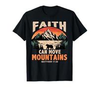 Faith Can Move Mountains Retro Sunset Bible Verse Christian Camiseta