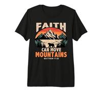 Faith Can Move Mountains Retro Sunset Bible Verse Christian Camiseta Premium
