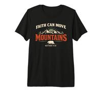 Faith Can Move Mountains Retro Sunset Bible Verse Christian Camiseta Premium