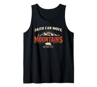 Faith Can Move Mountains Retro Sunset Bible Verse Christian Camiseta sin Mangas