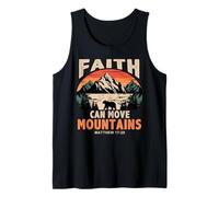 Faith Can Move Mountains Retro Sunset Bible Verse Christian Camiseta sin Mangas