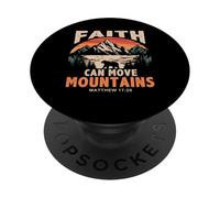 Faith Can Move Mountains Retro Sunset Bible Verse Christian PopSockets PopGrip Adhesivo
