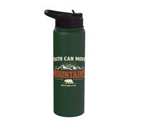 Faith Can Move Mountains Retro Sunset Bible Verse Christian Stainless Steel Insulated Water Bottle
