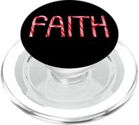 Faith - Christian Faith Candy Cane Red & White Christmas PopSockets PopGrip para MagSafe