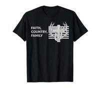 Faith Country Family Hunting Cross Antlers Hook Minimalista Camiseta