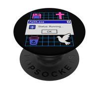 Faith.exe Corriendo Faithwave Christian Vaporwave Estética PopSockets PopGrip Adhesivo