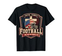 Faith Family American Football Flag Sports Player Camiseta gráfica económica