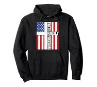 Faith Family Freedom Patriotic Christian Vintage Bandera de Estados Unidos Sudadera con Capucha
