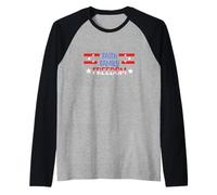 Faith Family Freedom USA Flag 4 de julio American Men Women Camiseta Manga Raglan