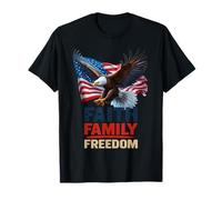Faith Family Freedom USA Flag Patriotic American 4 of July Camiseta