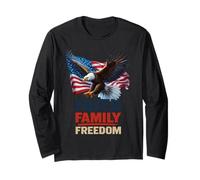 Faith Family Freedom USA Flag Patriotic American 4 of July Manga Larga