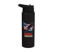Faith Family Freedom USA Flag Patriotic American 4 of July Stainless Steel Insulated Water Bottle