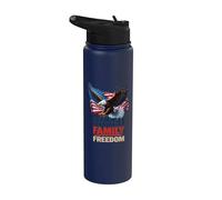Faith Family Freedom USA Flag Patriotic American 4 of July Stainless Steel Insulated Water Bottle