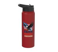 Faith Family Freedom USA Flag Patriotic American 4 of July Stainless Steel Insulated Water Bottle