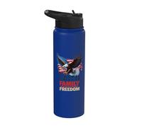 Faith Family Freedom USA Flag Patriotic American 4 of July Stainless Steel Insulated Water Bottle