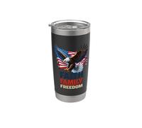 Faith Family Freedom USA Flag Patriotic American 4 of July Vaso térmico de acero inoxidable de doble pared