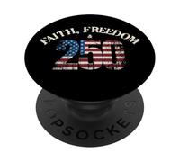 Faith Freedom & 250 US America 250 Aniversario PopSockets PopGrip Adhesivo
