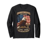 Faith Freedom 250 Years 1776-2026 Independence 4th of July Manga Larga