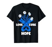 Faith Hope Love Cure - Tarro de Cinta Azul para concienciación sobre el cáncer de Colon Camiseta