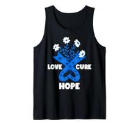Faith Hope Love Cure - Tarro de Cinta Azul para concienciación sobre el cáncer de Colon Camiseta sin Mangas