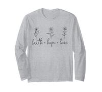 Faith Hope Love Floral Christian Cita Minimal Line Art Manga Larga