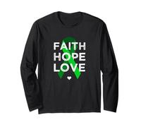Faith Hope Love Green Ribbon Apoya la salud mental Manga Larga