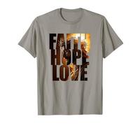 Faith Hope & Love - Jesus Christ Christian Faith Color Text Camiseta