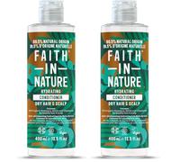 Faith In Nature Acondicionador de coco natural, hidratante, vegano y libre de pruebas en animales, sin SLS ni parabenos, para cabello normal a seco, 400 ml (Paquete de 2)
