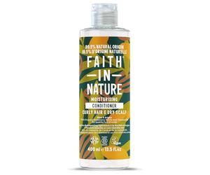 Faith In Nature Acondicionador natural de aceite de karité y argán, nutritivo, vegano y libre de experimentos con animales, sin SLS ni parabenos, para cabello seco y muy seco, 400 ml