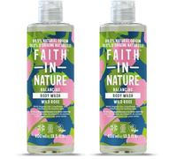 Faith In Nature Gel de ducha natural de rosa silvestre, equilibrado, vegano y libre de experimentos con animales, sin SLS ni parabenos, 400 ml (Paquete de 2)