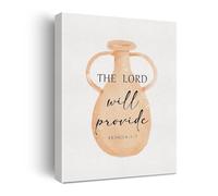 Faith Inspired Wall Art 2 Kings 4:1-7 Watercolor Canvas Print The Lord Will Provide Modern Christian Home Decor(Framed,12x18inch(30x45cm))