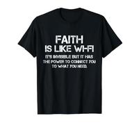Faith is Like WiFi Divertido Cristiano Pastoral Dios Biblia Jesús Camiseta gráfica económica, Hombre, Negro, XL
