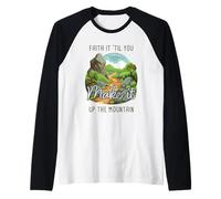 Faith it 'Till You Make it Up The Mountain 2 Cor 5:7 Camping Camiseta Manga Raglan