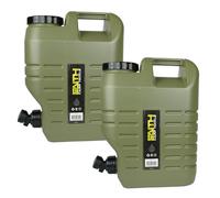 Faith Jerrycan 2 Piezas - 12 LTR - Verde de Polietileno - Depósito de Agua - Recipiente de Agua - Barril de Agua - Dispensador de Agua - Toque de Agua - con Grifo - Verde