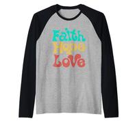 Faith Love Hope Christian Inspirational Bible Verse Camiseta Manga Raglan