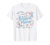 Faith Mama Grateful Thankful - Cruz Floral Camiseta