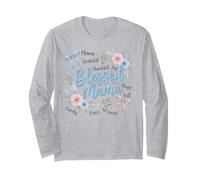 Faith Mama Grateful Thankful - Cruz Floral Manga Larga