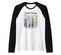 Faith Mama Raising Arrows, Floral Oscuro, Regalo para mamá Cristiana Camiseta Manga Raglan