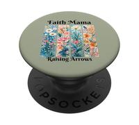 Faith Mama Raising Arrows, Floral Oscuro, Regalo para mamá Cristiana PopSockets PopGrip Adhesivo