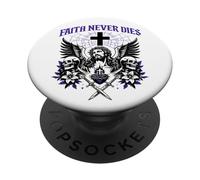 Faith Never Dies - Calaveras góticas cristianas de Jesús para Hombres y Mujeres PopSockets PopGrip Adhesivo