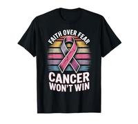 Faith Over Fear Cancer Win Win Pink Ribbon Support Camiseta